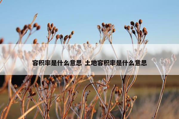 容积率是什么意思 土地容积率是什么意思