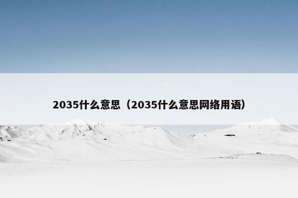 2035什么意思（2035什么意思网络用语）