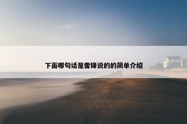 下面哪句话是雷锋说的的简单介绍