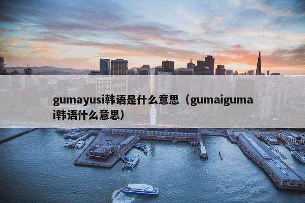 gumayusi韩语是什么意思（gumaigumai韩语什么意思）