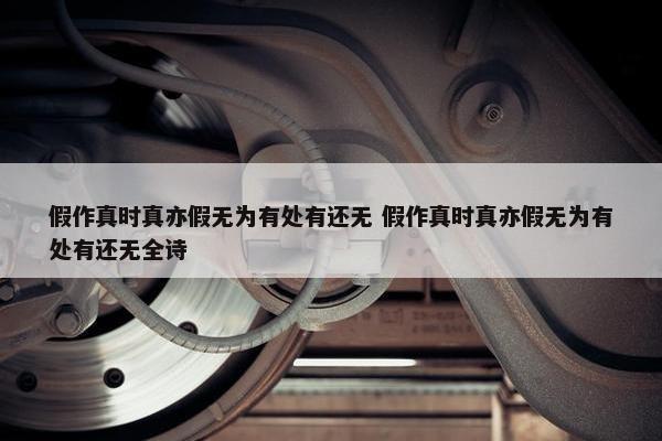 假作真时真亦假无为有处有还无 假作真时真亦假无为有处有还无全诗