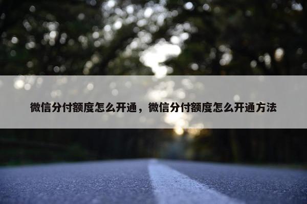 微信分付额度怎么开通，微信分付额度怎么开通方法