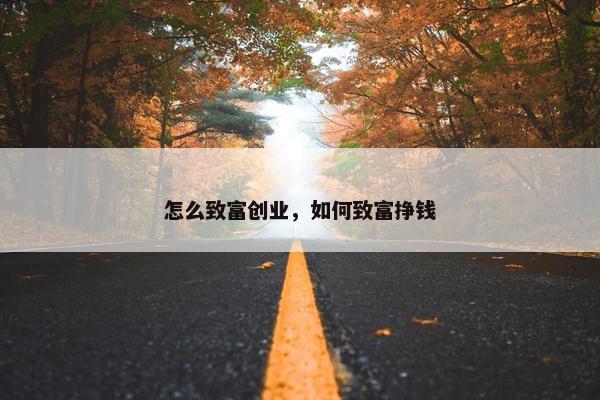 怎么致富创业，如何致富挣钱