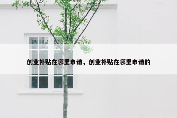 创业补贴在哪里申请，创业补贴在哪里申请的