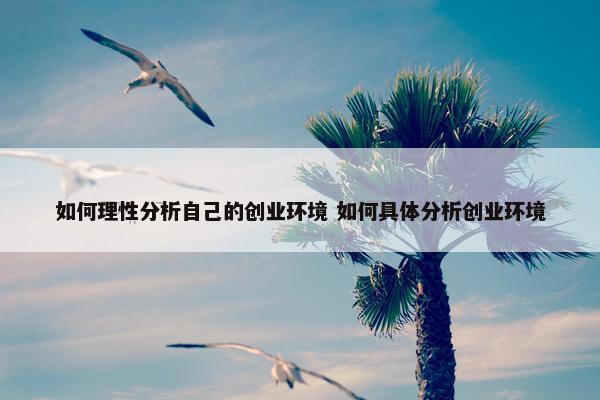 如何理性分析自己的创业环境 如何具体分析创业环境