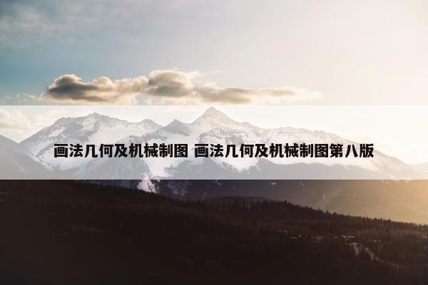 画法几何及机械制图 画法几何及机械制图第八版