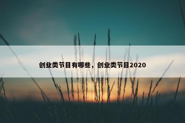 创业类节目有哪些，创业类节目2020