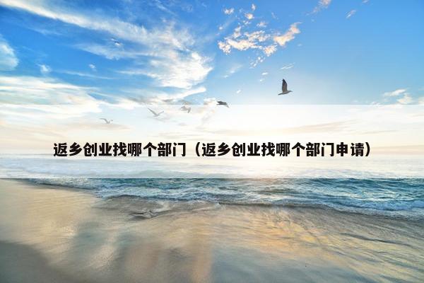 返乡创业找哪个部门（返乡创业找哪个部门申请）