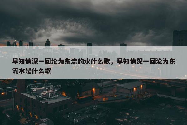 早知情深一回沦为东流的水什么歌，早知情深一回沦为东流水是什么歌