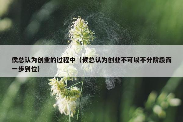 侯总认为创业的过程中（候总认为创业不可以不分阶段而一步到位）