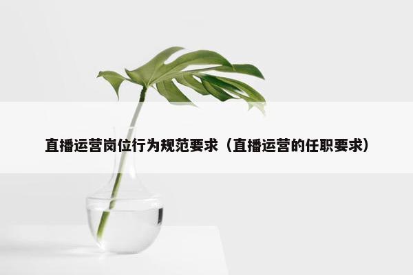 直播运营岗位行为规范要求（直播运营的任职要求）