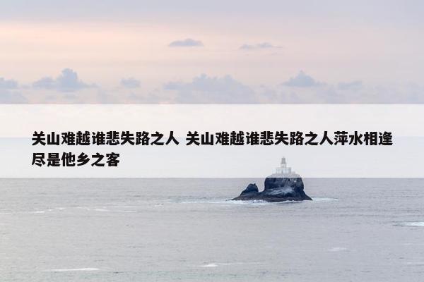 关山难越谁悲失路之人 关山难越谁悲失路之人萍水相逢尽是他乡之客