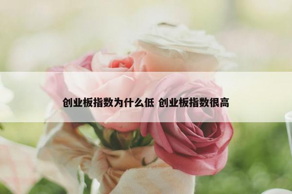 创业板指数为什么低 创业板指数很高