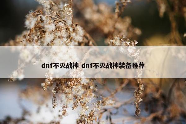 dnf不灭战神 dnf不灭战神装备推荐