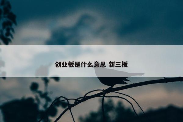 创业板是什么意思 新三板