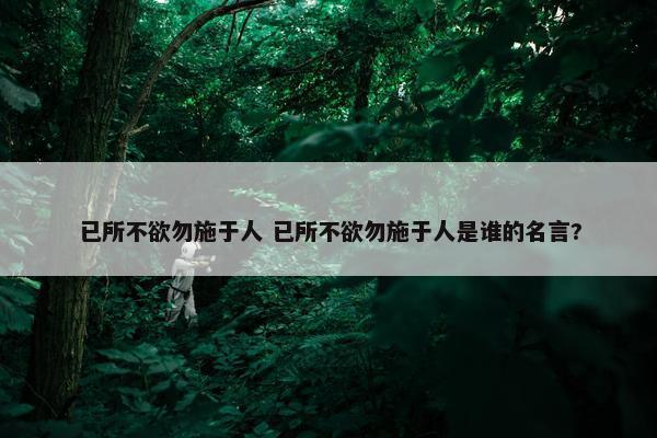 已所不欲勿施于人 已所不欲勿施于人是谁的名言?