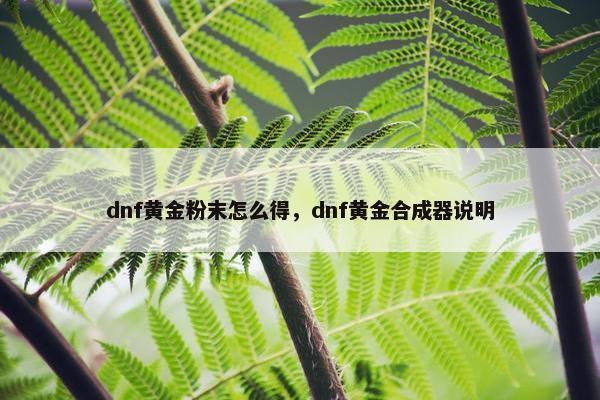 dnf黄金粉末怎么得，dnf黄金合成器说明