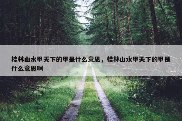 桂林山水甲天下的甲是什么意思，桂林山水甲天下的甲是什么意思啊