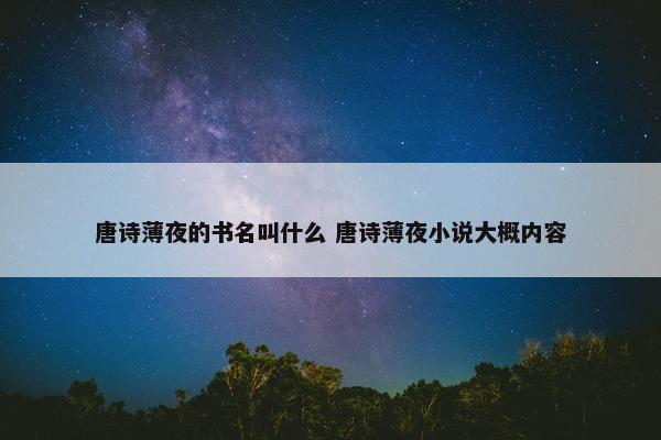 唐诗薄夜的书名叫什么 唐诗薄夜小说大概内容