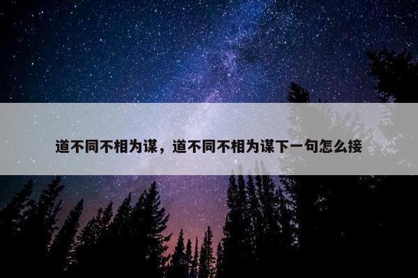 道不同不相为谋，道不同不相为谋下一句怎么接