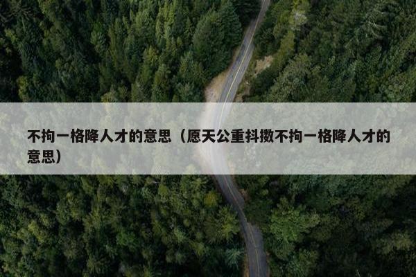 不拘一格降人才的意思（愿天公重抖擞不拘一格降人才的意思）