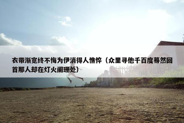 衣带渐宽终不悔为伊消得人憔悴（众里寻他千百度蓦然回首那人却在灯火阑珊处）