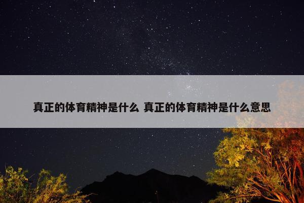 真正的体育精神是什么 真正的体育精神是什么意思