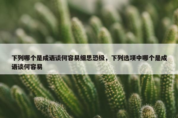 下列哪个是成语谈何容易细思恐极，下列选项中哪个是成语谈何容易