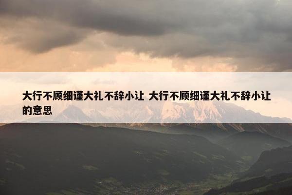 大行不顾细谨大礼不辞小让 大行不顾细谨大礼不辞小让的意思