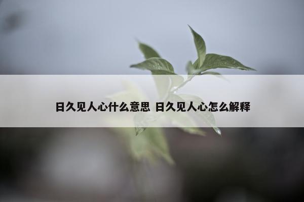 日久见人心什么意思 日久见人心怎么解释