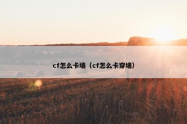 cf怎么卡墙（cf怎么卡穿墙）