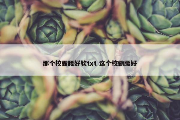 那个校霸腰好软txt 这个校霸腰好