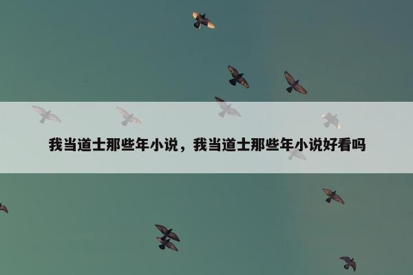 我当道士那些年小说，我当道士那些年小说好看吗