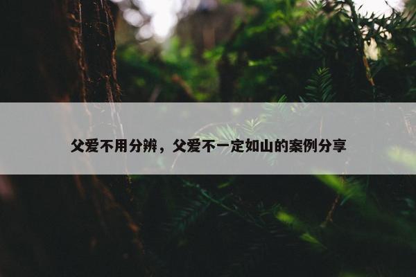 父爱不用分辨，父爱不一定如山的案例分享