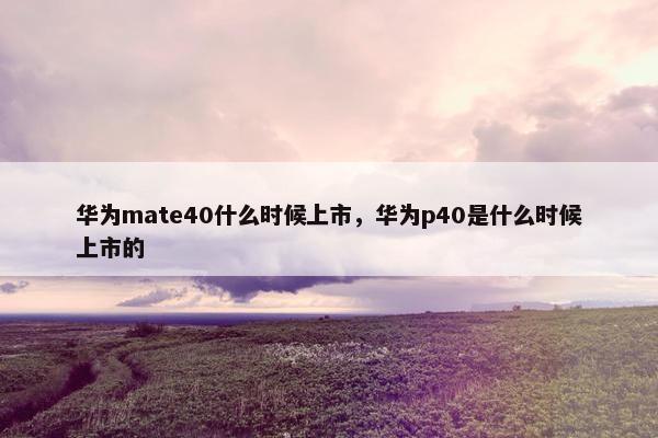 华为mate40什么时候上市，华为p40是什么时候上市的