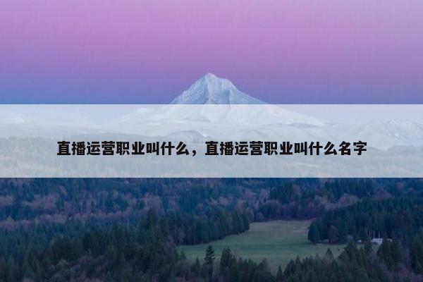 直播运营职业叫什么，直播运营职业叫什么名字