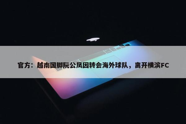 官方：越南国脚阮公凤因转会海外球队，离开横滨FC