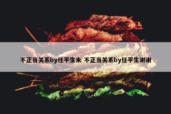 不正当关系by任平生未 不正当关系by任平生谢谢