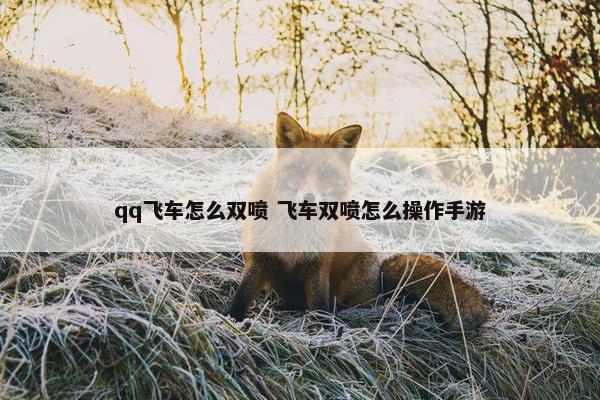 qq飞车怎么双喷 飞车双喷怎么操作手游