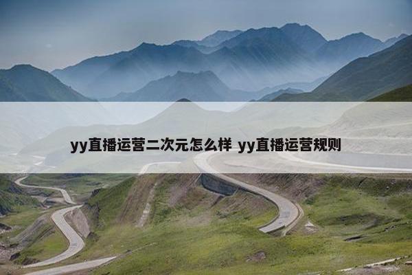 yy直播运营二次元怎么样 yy直播运营规则