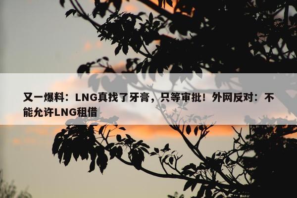 又一爆料：LNG真找了牙膏，只等审批！外网反对：不能允许LNG租借