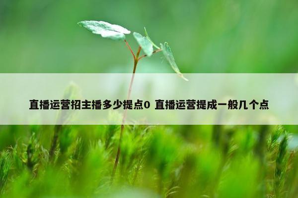 直播运营招主播多少提点0 直播运营提成一般几个点