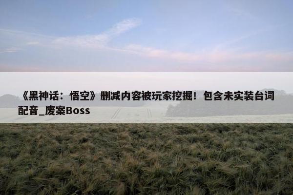 《黑神话：悟空》删减内容被玩家挖掘！包含未实装台词配音_废案Boss