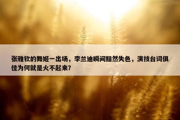 张雅钦的舞姬一出场，李兰迪瞬间黯然失色，演技台词俱佳为何就是火不起来？