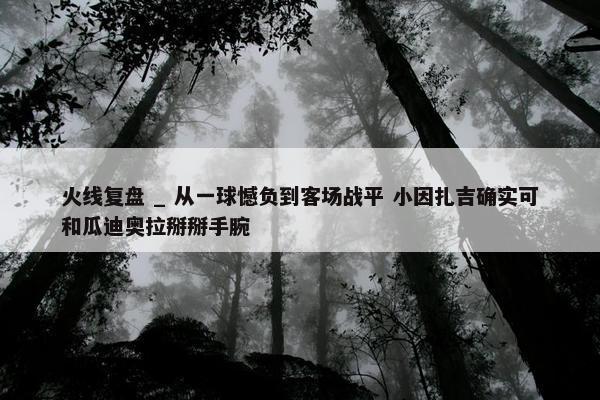 火线复盘 _ 从一球憾负到客场战平 小因扎吉确实可和瓜迪奥拉掰掰手腕