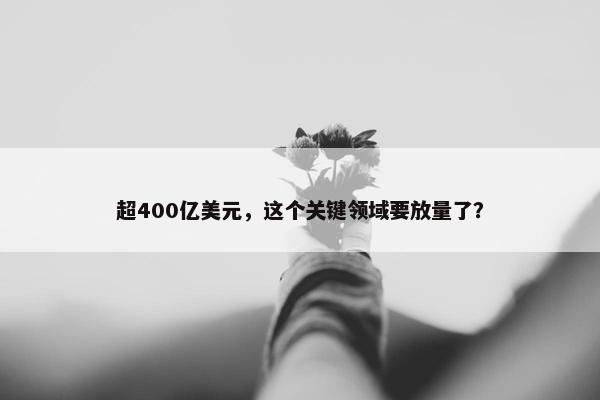 超400亿美元，这个关键领域要放量了？