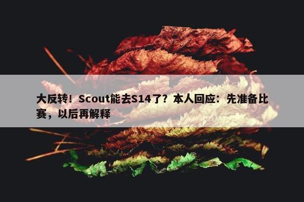 大反转！Scout能去S14了？本人回应：先准备比赛，以后再解释