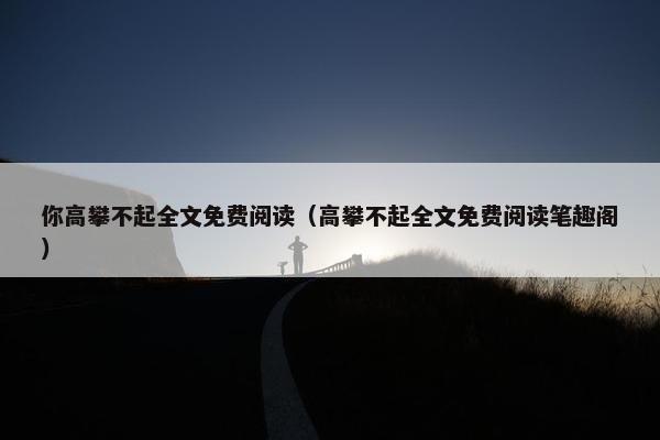 你高攀不起全文免费阅读（高攀不起全文免费阅读笔趣阁）