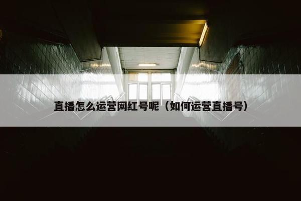 直播怎么运营网红号呢（如何运营直播号）