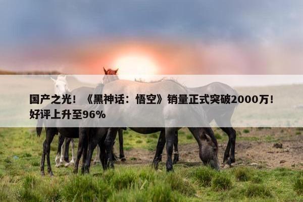 国产之光！《黑神话：悟空》销量正式突破2000万！好评上升至96%